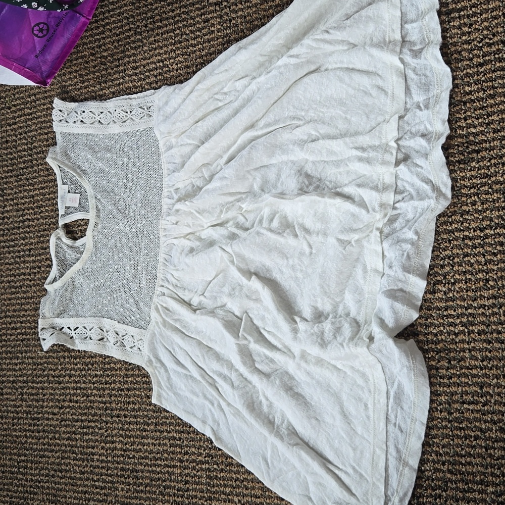 Wild pearl ivory mesh crochet lace sleeveless blouse
